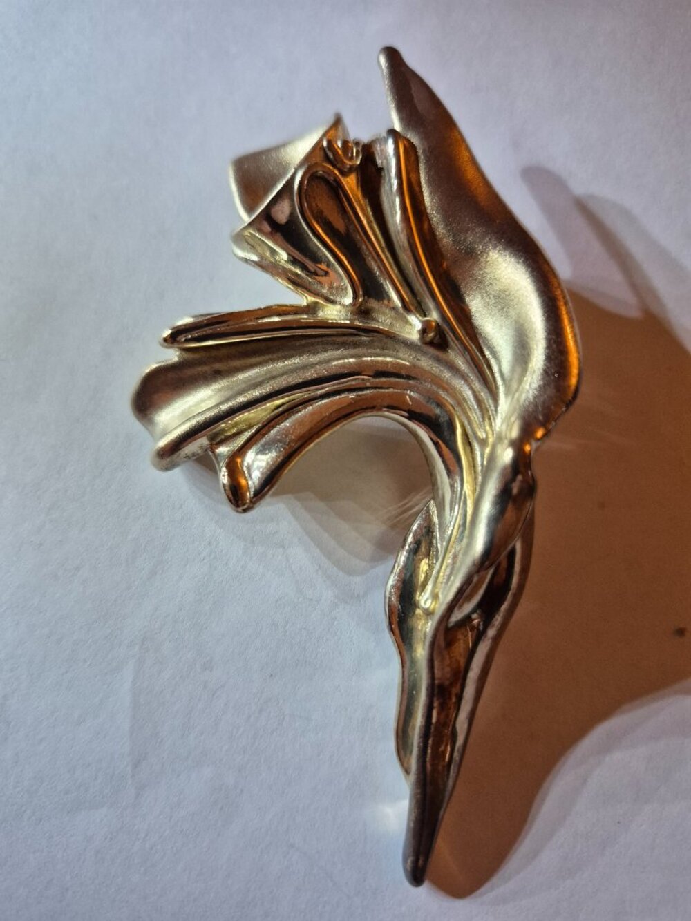 Vintage JE 925 Sterling Silver Electroform Orchid Brooch Pin